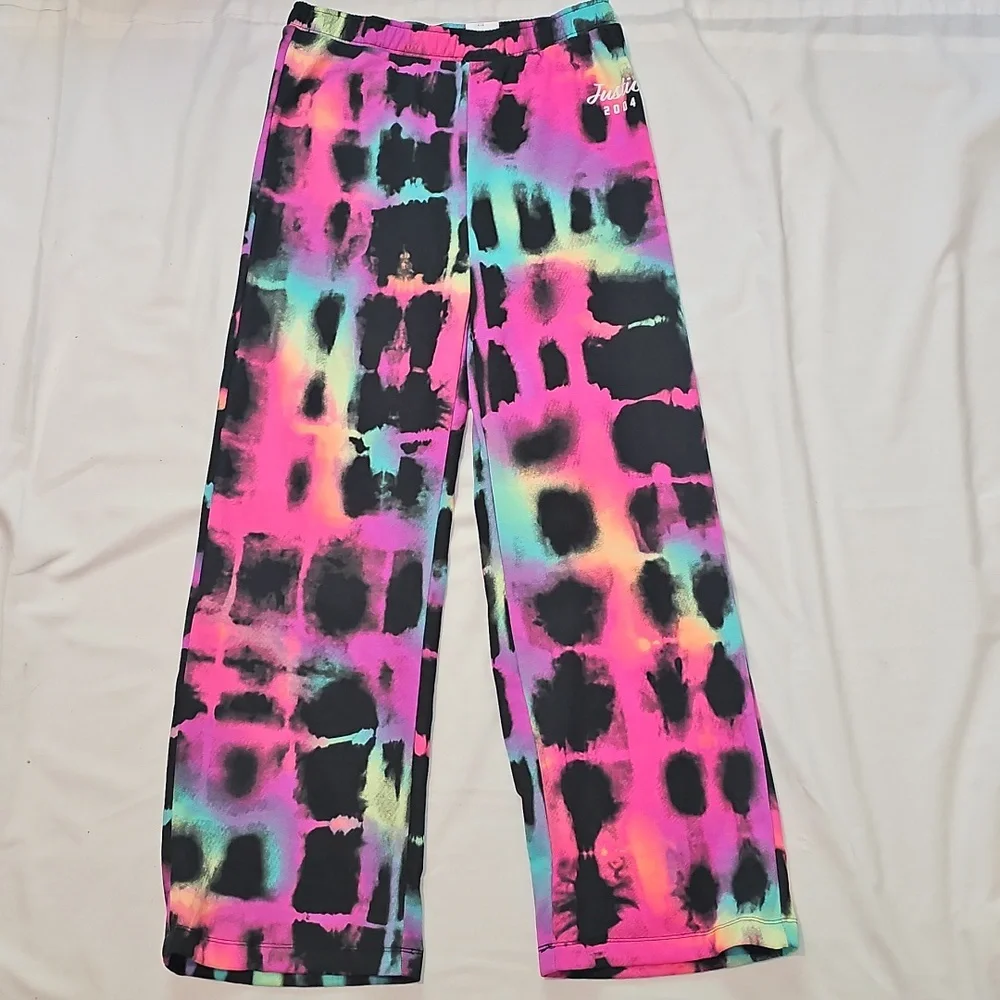 Justice Girls XL 16/18 Fleece Wide Leg Pants Multicolor New